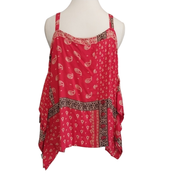 Hippie Laundry Boho Shirt Size M Red Bandana Style Lightweight Flowy Top - Picture 9 of 9